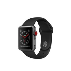 Apple Watch Series 3 (GPS + Cellular) 38mm Space Gray Aluminum w. Black Sport B. (MQJP2)